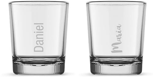 your surprise Personalisiertes Schnapsglas - Schnapsglas mit Namen oder Text (5CL) (4 Gläser)