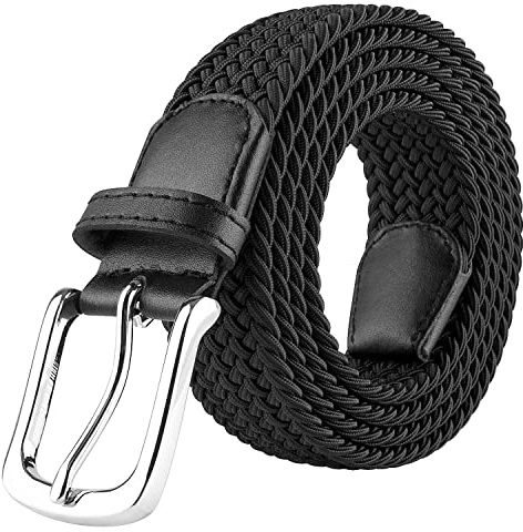 JUKMO Elastiskt flätat bälte, stretchigt vävt bälte i presentförpackning, Svart, 44-47W / 53L XXL