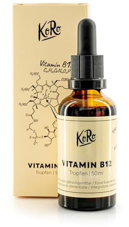 KoRo ® - B12 Tropfen hochdosiert - 200 mgc - 50 ml - hohe Bioverfügbarkeit - Methycobalamin zu Adenosylcobalamin im Verhältnis 4:1 - Vegan