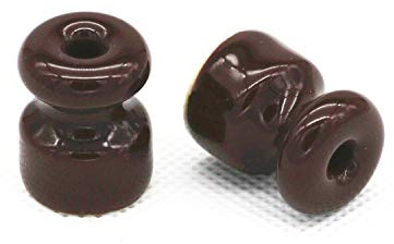 Isolatore/Isolatori in Ceramica per Cavi Trecciati. ø 18mm. Marrone. Confezioni: 6/25/50 Pezzi (25 Pezzi)