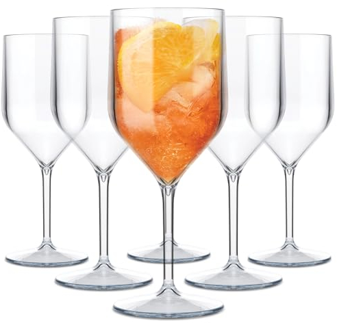 TUNDRA - Set 6 Calici in Plastica | CROISIERE 25cl. | INFRANGIBILI, in SAN (Plastica Rigida), Riutilizzabili e Lavabili in lavastoviglie, per VINO, ACQUA, COCKTAIL, Flute CHAMPAGNE, (Trasparente)