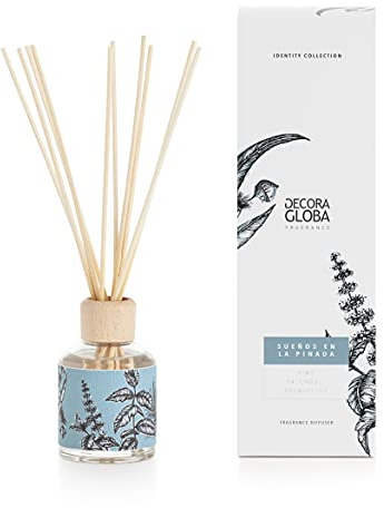 DECORAGLOBA - Duftdiffusor mit Rattanstäbchen für Räume 100 ml - Pinie und Eukalyptus Duft - Frischer, Blumiger Duft