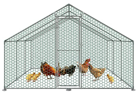 LZQ Outdoor Hühnerstall Freilaufgehege Hühner Hühnerhaus Dach Geflügelstall Verzinkter Stahlrahmen mit PE 3x6x2 m