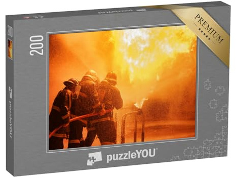 puzzleYOU: Puzzle 200 Teile „Feuerwehrmänner bei der Brandbekämpfung“ – aus der Puzzle-Kollektion Feuerwehr
