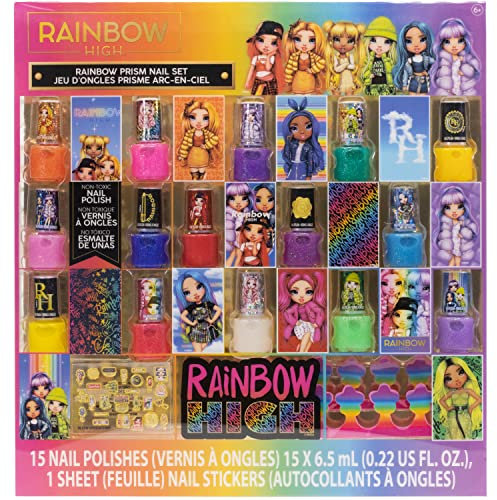 Rainbow High - Townley Girl Abziehbares Nagellack-Aktivitätsset für Mädchen ab 6 Jahren mit Nagellackfarben mit Zehenabstandshaltern und Nagelaufklebern, für Partys, Übernachtungen und Umstylings