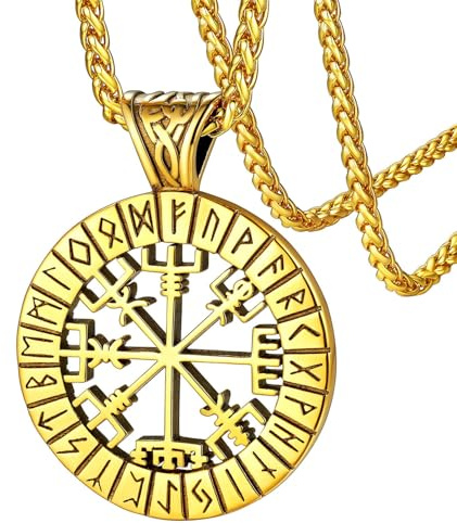 FaithHeart Herrhalsband, halsband, viking, nordisk, anpassningsbar, perforerad, valknut, keltisk knut, kompass, Tors hammare, båtankare, silver/svart/guld, punk, hiphop, present, Rostfritt stål
