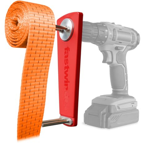DYNELLO® fastwinder, Spanngurtaufroller für Akkuschrauber, Spanngurtwickler, Zurrgurtaufroller für Spanngurte