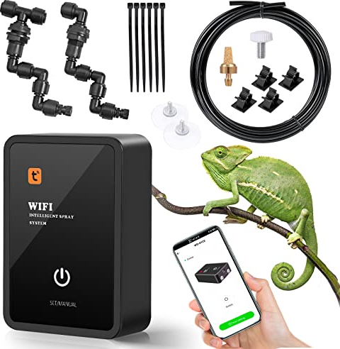 Sistemi di Nebulizzazione per Rettili, Sistemi di irrigazione per Piante da Interno e Terrario, Spruzzatore per Foresta Pluviale/Rettili/Camaleonti/Erbe aromatiche