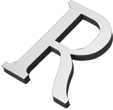 PATIKIL 3D Acryl Buchstaben Spiegel Wandaufkleber für DIY Hause Silberton | Schrift R Selbstklebend Hause Deko Schrift Schild Kunst Aufkleber Abziehbild, Dekoration