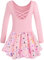 Mulnall Ballettanzug Mädchen Ballett Trikot mit Ballettkleid Kinder TüTü Kurzarm Langarm Baumwolle Balletttrikot Ballettanzug （EU40421-08-XL）