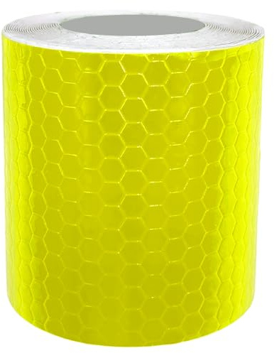 AUTOZOCO Ruban réfléchissant adhésif haute intensité PVC 3 mètres de long x 5 cm de large, bande adhésive en fibre réfléchissante, adhésif protection réfléchissante, bande réfléchissante, jaune
