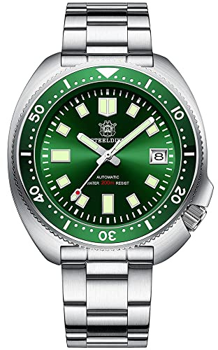 London Craftwork SD1970 Steeldive Captain Willard 6105 Automatische Taucheruhr NH35 Uhrwerk, grün, Militär