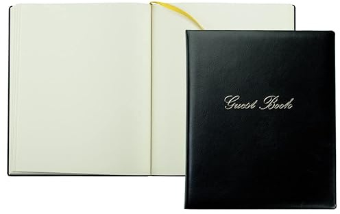DELMON VARONE - Premium Gästebuch aus veganem Eco Kunstleder schwarz - Blanko Buch Hochzeitsgästebuch mit Hardcover Einband und Merkband für Hochzeit, Taufe, Geburtstag, Geburt und Kommunion