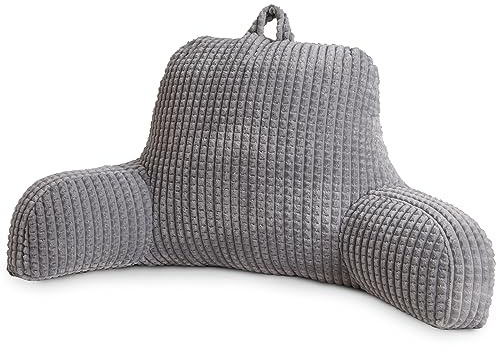 A Nice Night Grey 18.5 Bed Wedge Reading Pillows with Arms for Sitting