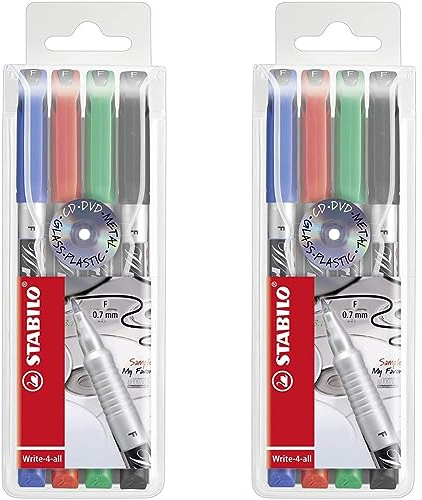 STABILO - Permanent-Marker - Write-4-all - fein - 2x 4er Pack - blau, rot, grün, schwarz