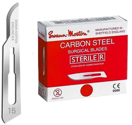 Swann Morton Lame sterili 15 Swann Morton - Acciaio inossidabile - Adatto al supporto numero 3 - Numero 15