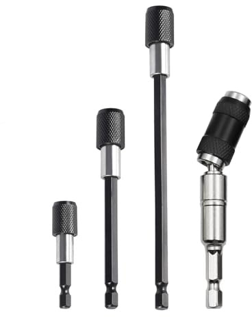 Bithalter Magnetisch 3 Stück Bit VerläNgerung und 1 Stück Flexibler Bithalter Lang 1/4 Bohrer Bitverlängerungen Drehbarer Schnellverschluss Bit Halter für Akkuschrauber