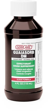 Geri-Tussin DM Liquid Cold Cough Syrup by GeriCare| 2-in-1 Maximum Strength Cough Suppressant Dextromethorphan & Expectorant Guaifenesin| Non-Drowsy Cough Relief Syrup & Chest Decongestant| 4 Fl Oz
