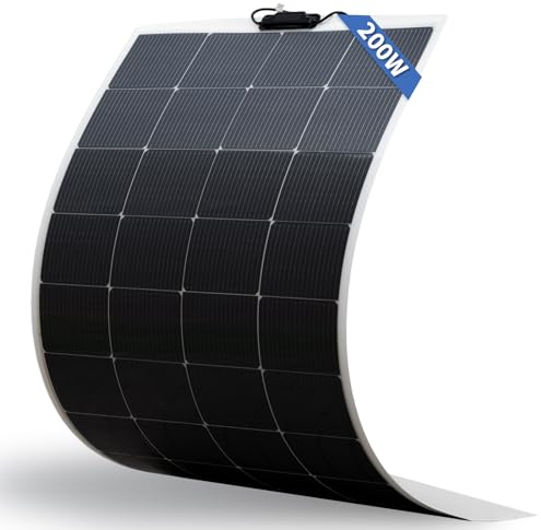 Solarpanel Flexibel 200W Monokristallines Solarpanel,FIREFLY ENERGY Photovoltaik Panel Solarmodule Balkonkraftwerk,12V Off-Grid für Wohnmobil, Wohnwagen,Boote, Dächer, Camping