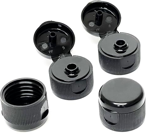 nicebottles Flip Top Screw Caps, 24/414, Black - Pack of 36 - Compatible with nicebottles 5oz & 10oz Woozy/Hot Sauce Bottles