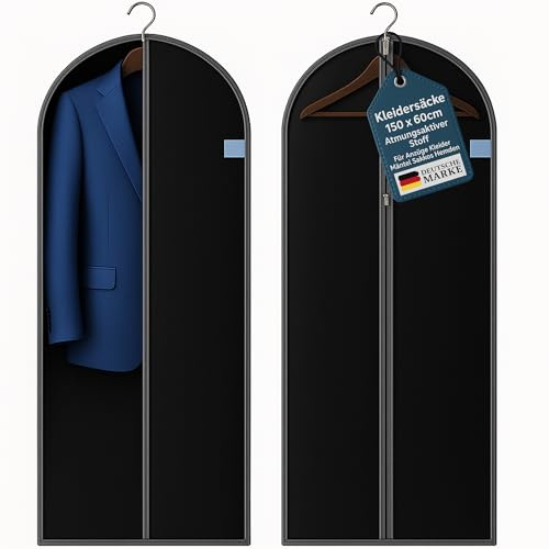 Saco largo para ropa de traje, 60 x 150 cm, con cremallera, 2 unidades, protección contra polillas, tela transpirable, funda para vestido, vestido de noche, vestido de novia, abrigos – Múltiples