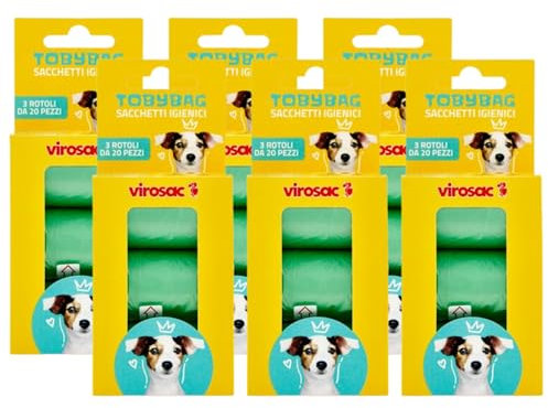 Sacchetti Igienici. Mini-Rotoli Tascabili Per La Raccolta Delle Deiezioni Animali. Pratici Da Tenere In Borsa o Nel Dispenser Attaccato Al Guinzaglio 22x32cm (6 Unità)