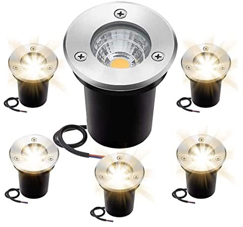 WZYJLyds LED Bodeneinbaustrahler 3W COB Mini-Landschaftsstrahler for den Außenbereich IP67 wasserdicht Bodenbeleuchtung for Garten, Terrasse, Patio Dekoration(Natural Light,12V)
