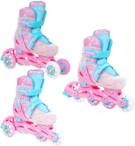 RAVEN - Inline skridskor för barn och vuxna - Triskates, Justerbara rullskridskor 3-i-1 för barn och vuxna - Caramell, 26-29 (16,5-18,5 cm)