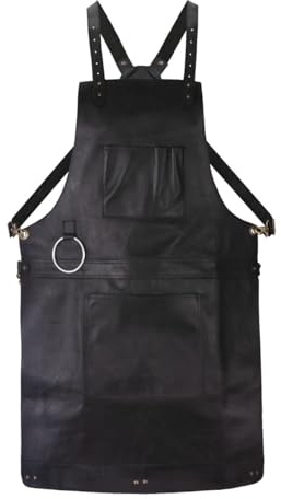 Black Full Grain Leather Crossbody Apron Butcher, Cook, BBQ, DIY, Blacksmith, Barber, woodwork apron