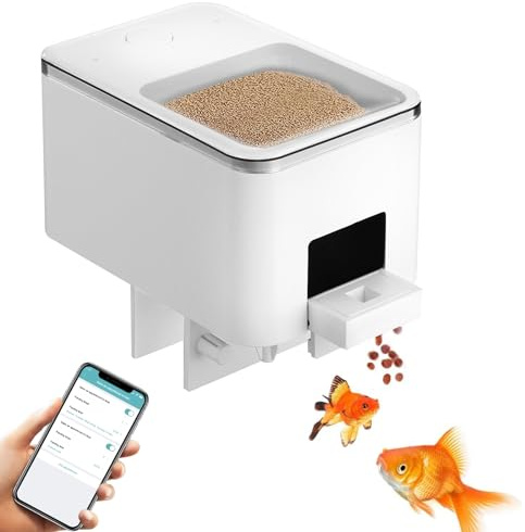 Automatic Fish Feeder, 100ML WiFi Intelligent Timing Auto Food Dispenser, USB Fish Feeder Dispenser for Aquarium, Moisture-Proof Design, Mobilephone APP Control