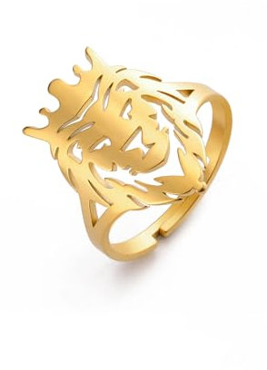 Hmsanase Ring Ringe Damen Bijouterie Herren König Der Löwen Kronenring Für Männer Jungen Verstellbarer Fingerring Verstellbares Gold