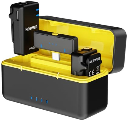 NEEWER KM15 Lavalier trådlös mikrofon kompatibel med iPhone Android-telefon PC dator, mini USB-C-mikrofon med brusreducering, räckvidd 300 m 48 kHz/24 bit 9H-batteri för videoströmning