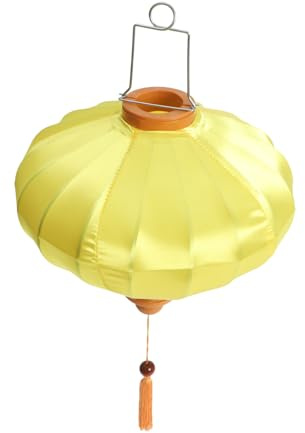 OSOLADY Lanterna Di Stoffa Ovale Vietnamita Gialla Per Matrimonio Decorativa e Sospesa Lampada Da Esterno Per Giardino Festa e Ristorante Design Unico Per Festività Cinesi