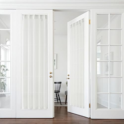MIULEE Voilages Rideaux Plissés avec Crochets pour Système de Rail,Draperie Semi-Transparent avec Attaches Arrière,Voile Intérieur pour Cuisine Fenêtre Chambre Salon Maison, 2 Pièce,60X245CM, Blanc
