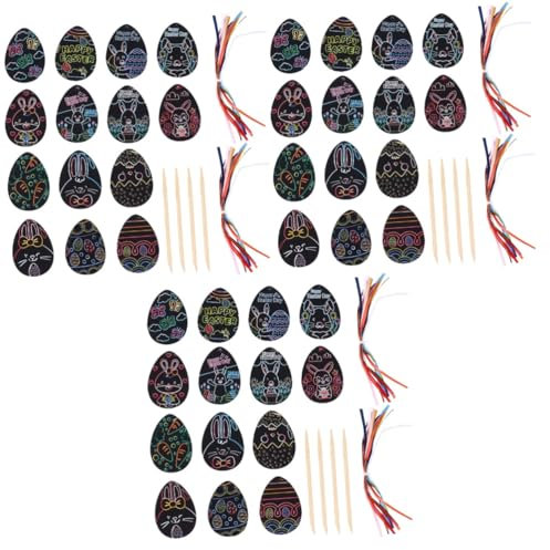 JOINPAYA 180stücke Teiliges Ostern Kratzbilder Bunte Scratch off Karten Für Kreative Bastelprojekte Inklusive Ostereiern Holzstiften Und Bändern Für Und Ostern Deko