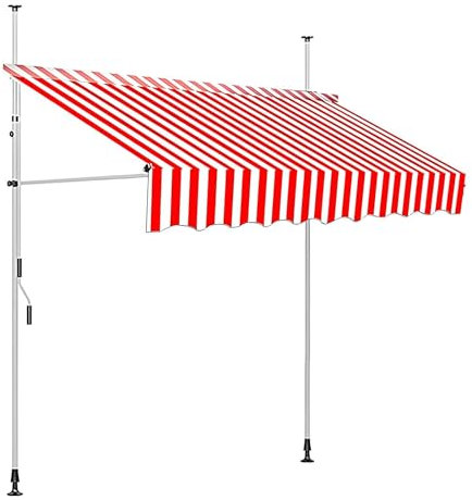 WATAOW Store Rétractable Manuel, Auvent De Patio，Brise-Vue， Marquise De Porte Exterieur pour Arrière-Cour, Jardin, Balcon(Stripes,2.5m/8.2ft)