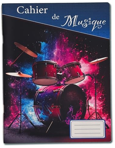 Générique Cahier de Musique – 50 Pages – Portées & Pages de Notes – Format 17x22 cm – Couverture Couleur Personnalisable – Idéal Élèves, Cours et Apprentissage (Batterie)
