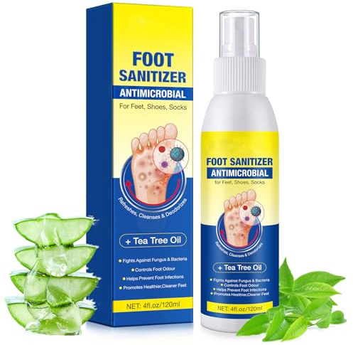Antifungal Foot Spray - 120ml Athletes Foot Spray with Tea Tree Oil - Foot Sanitizer Antimicrobial for Feet, Shoes, Socks - Feet Antifungal Treatment for Smelly Feet,Odour Control for Women Men