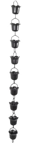 HELEVIA Regenkette, 3,3 Fuß Dekorative Regenfängerkette, für Dachrinnen Außerhalb Regenrinne Rinne Downspout Aluminiumlegierung Schwarz (B)