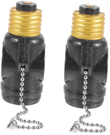 LOORGVEL 2pezzi Portalampada Con Catenella Attacco Standard Con Interruttore Tirante e Doppia Presa Aggiuntiva Adattatore Lampadina Con Filettatura Per Paralume Ricambio Semplice Per Lampad