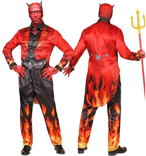 W WIDMANN MILANO Party Fashion - Set costume da diavolo con maschera, uomo, outfit completo per Halloween e Carnevale