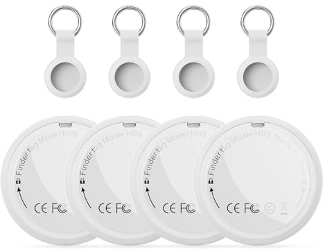 Smart Tracker Tag 4-Pack - GPS Tracker Kompatibel mit Apple Wo ist? (iOS NUR) mit Schutzhülle,Wasserdichter Gegenstandssucher, Bluetooth-Schlüsselfinder für Geldbörse,Gepäck,Austauschbare Batterie