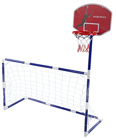 Yctze Panier de Basket-Ball pour Enfants 2 en 1, Centre Sportif pour Enfants, Ensemble de Sport de Basket-Ball, de Football, Cerceau de à l'intérieur et à l'extérieur, Jouets Interactifs pour