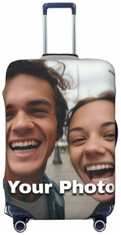 Personalisierter Kofferschutzhülle für Reisekoffer – Mit Foto, Namen und Text individuell gestalten – Elastische waschbare Abdeckung mit doppelseitig Designs (Verdickt,XL)