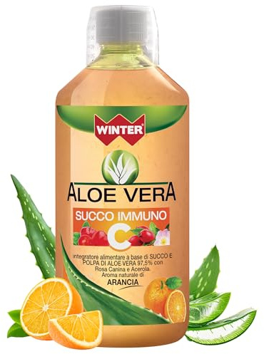 Aloe Vera da Bere Immuno C con Rosa Canina e Acerola – Succo Naturale Senza Aloina, Made in Italy, 1000 ml – Integratore Depurativo che Supporta le Difese Immunitarie e la Vitalità