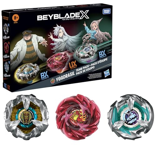 Hasbro Beyblade X, Set Yggdrasil Team, Contiene 3 trottole da Combattimento di Takara Tomy, Giocattoli, dagli 8 Anni in su
