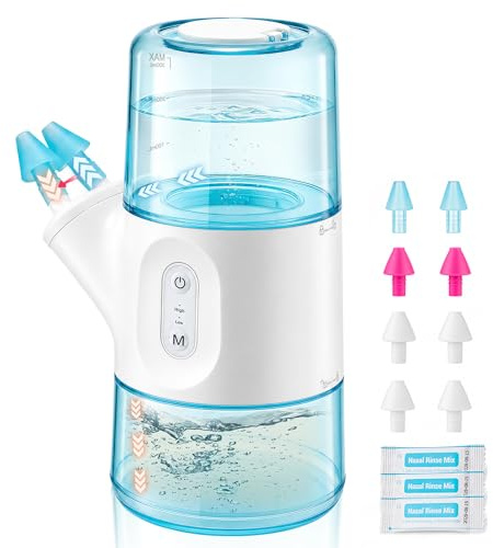 Irrigateur Nasal Portable Double Réservoir D'eau de 300 ml, 2 Modes