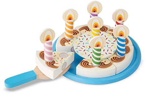 Melissa & Doug Wooden Birthday Cake | Pretend Play | Wooden Play Food Toy for Kids | 3+ | Gift for Boy or Girl