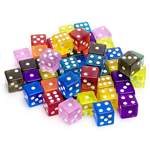 Brybelly Bulk Dice for Board Games, Casino Games & Tabletop RPGs - D6 Standard 16mm Game Dice Pack - Variety, 50 Count