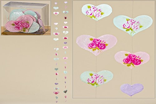 BOLTZE Capiz Muschel Girlande Mobile Windspiel herzförmig mit Blüten 2er Set